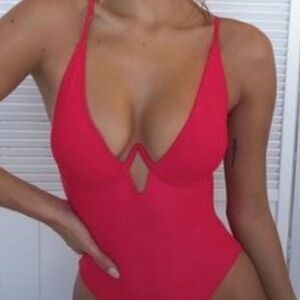 Elegant Red Women's One Piece Swimsuit